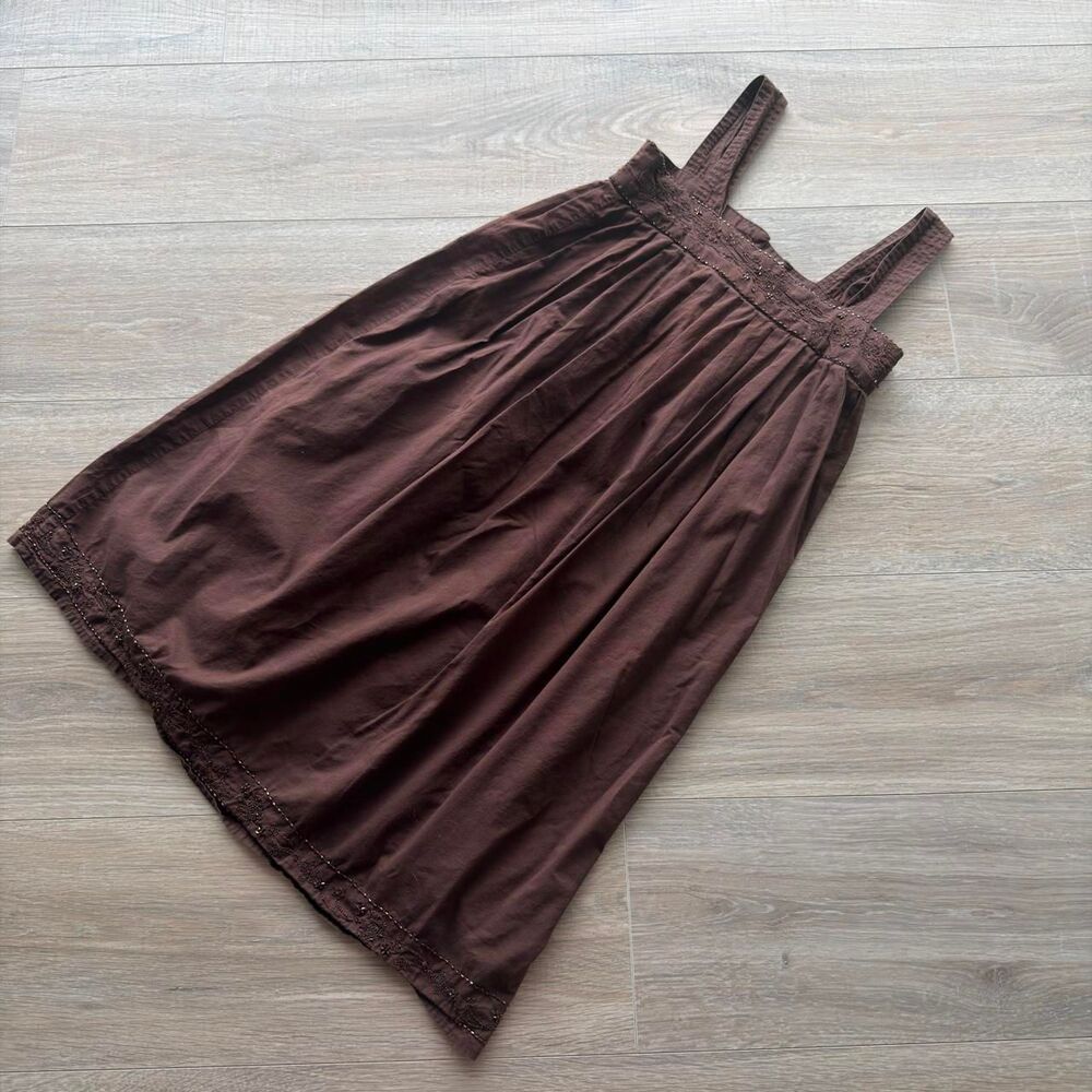 Gap VTG Women's XS Chocolate Brown Sun Dress Beading Y2K Coastal Cowgirl READ